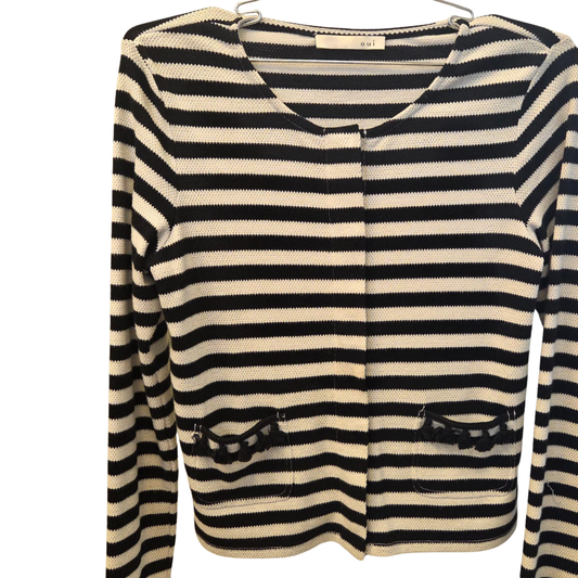 קרדיגן קלאסי עם פסים שחור-לבן  Oui