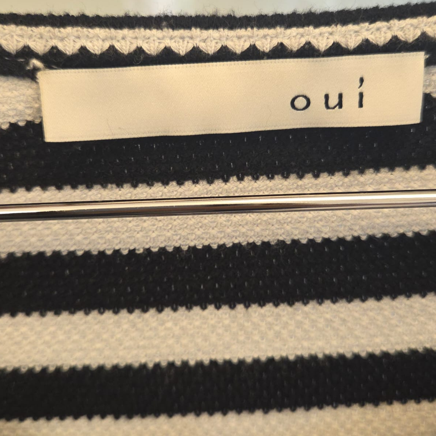 קרדיגן קלאסי עם פסים שחור-לבן  Oui