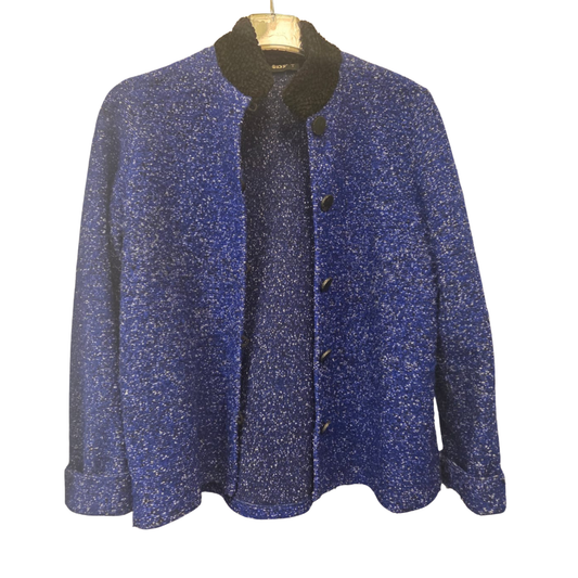 ז'קט סריג כחול עם צווארון שחור - דורין פרנקפורט